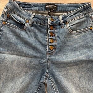 Kenneth Cole Light Blue High-Rise Button-Fly Jeans